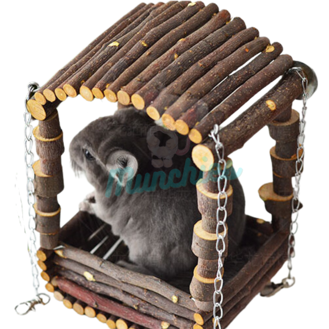 Munchies Natural Apple Stick House – Chew-Safe Wooden Hideout for Small Pets