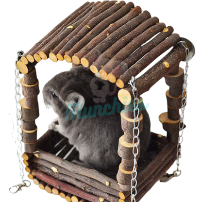 Munchies Natural Apple Stick House – Chew-Safe Wooden Hideout for Small Pets