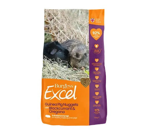 [Buy 2nd Bag @ 30% off] Burgess Excel Guinea Pig Nuggets with Blackcurrant & Oregano – 1.5kg