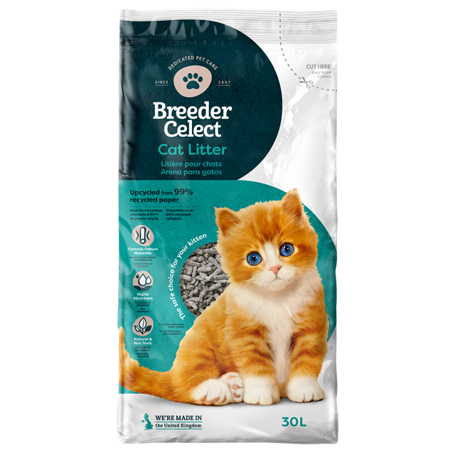 Breeder Celect Recycled Paper Cat Litter with Natural Odour Control