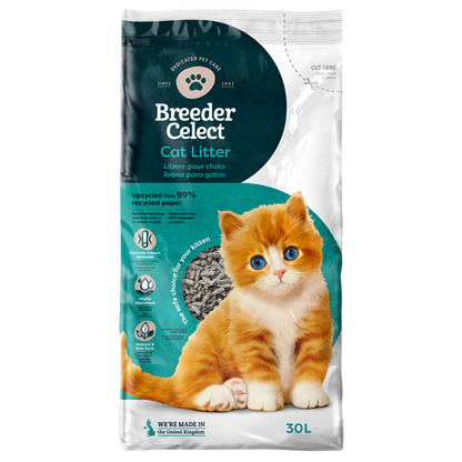 Breeder Celect Recycled Paper Cat Litter with Natural Odour Control