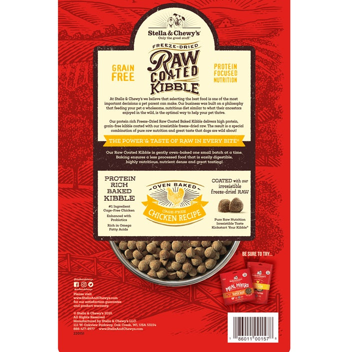 Stella & Chewy’s Cage Free Chicken Raw Coated Kibble for Dogs 22LB
