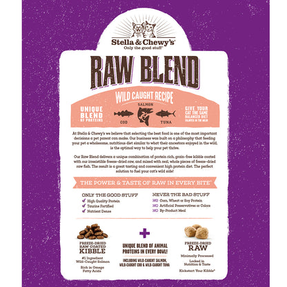 Stella and Chewy’s Raw Blend Cage Free Recipe for Cats – Wild-Caught Cod Salmon and Tuna 5LB