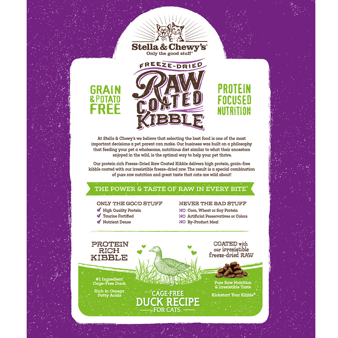 Stella and Chewy’s Raw Coated Kibble Cage Free Duck Recipe for Cats 5LB