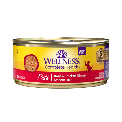 Wellness Complete Health Beef & Chicken Pate Grain Free Canned Cat Food 5.5oz
