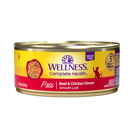 Wellness Complete Health Beef & Chicken Pate Grain Free Canned Cat Food 5.5oz