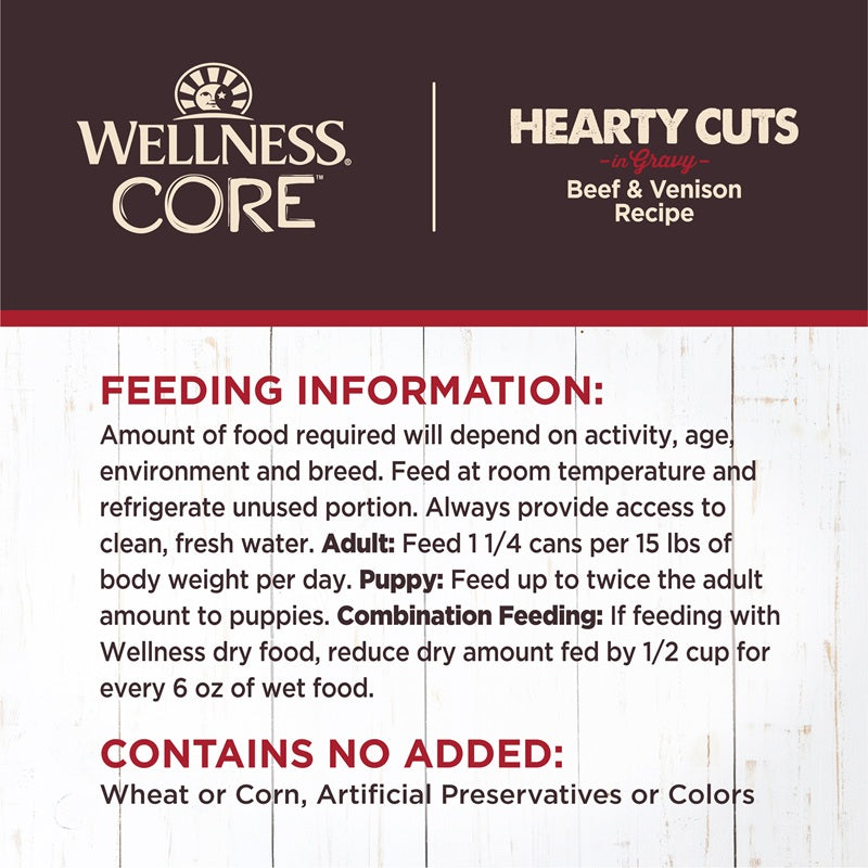 Wellness CORE Hearty Cuts Beef & Venison Grain Free Wet Dog Food 12.5oz