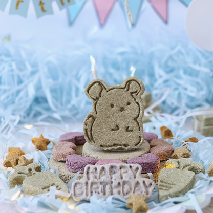 Munchies Handmade Natural Birthday Hay Cake with Accessories – For Rabbits, Guinea Pigs & Chinchillas