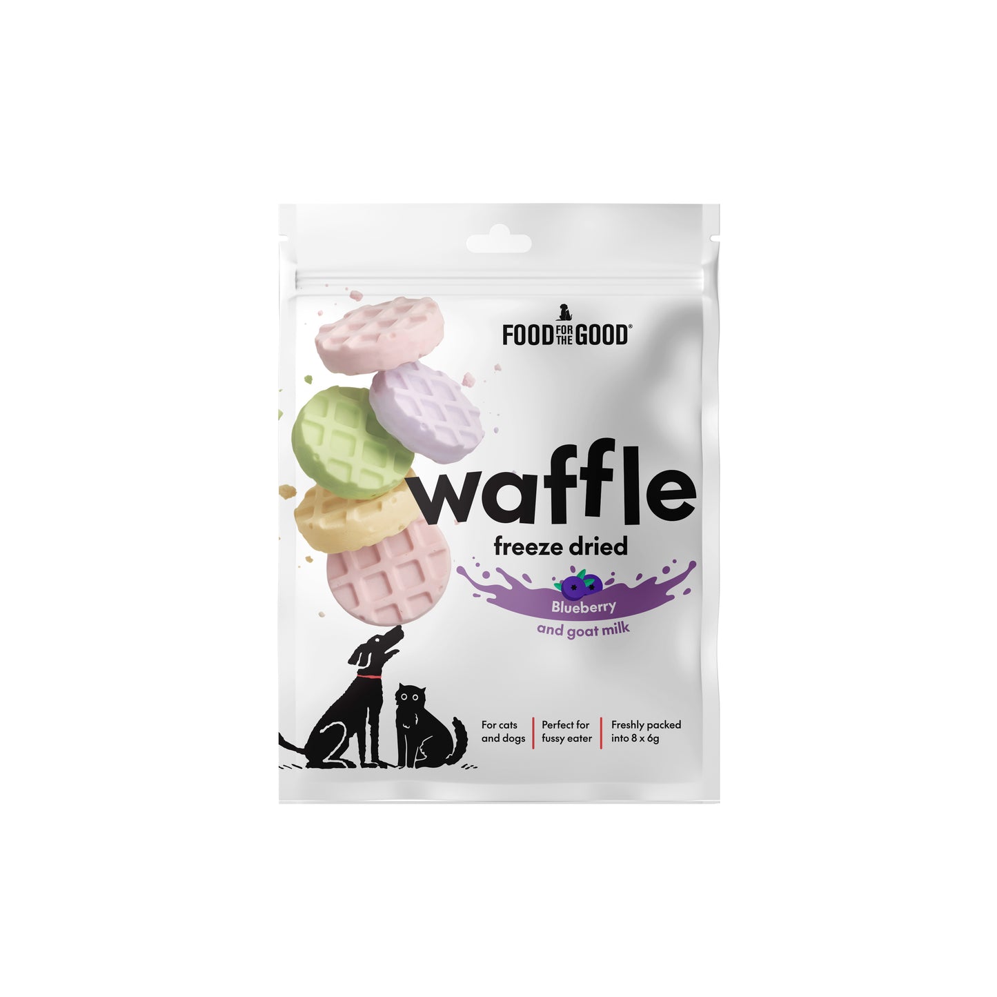 Food For The Good Freeze Dried Waffle Blueberry and Goat Milk Treats for Dogs and Cats 48g