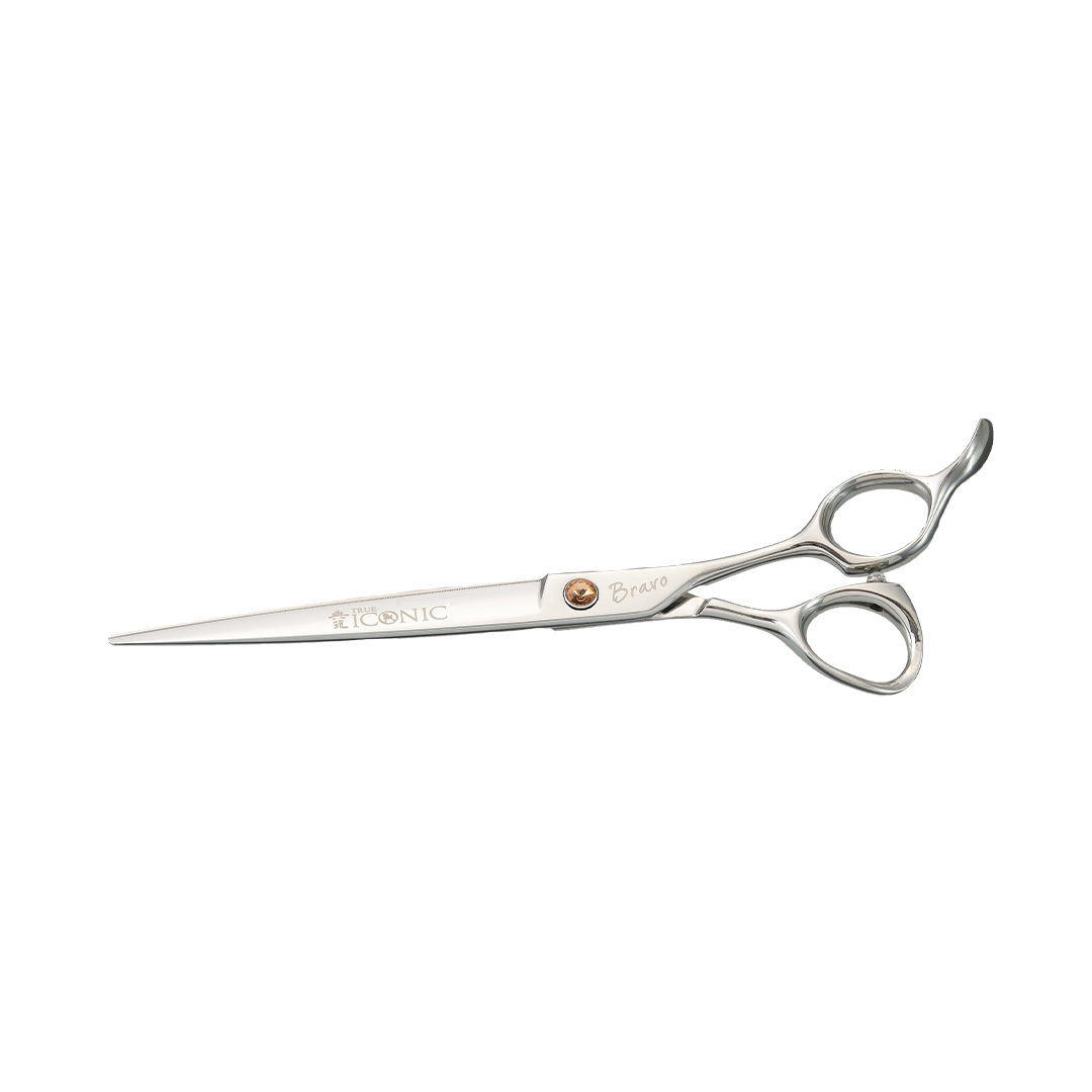 True Iconic Bravo Straight Shear with Teeth 7.25 Inch All Purpose Grooming Scissors