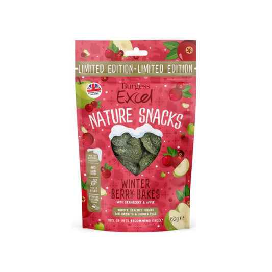 [Any 4 for $19.80] Burgess Excel Winter Berry Bakes for Rabbits & Guinea Pigs 60g – Limited Edition Seasonal Snack