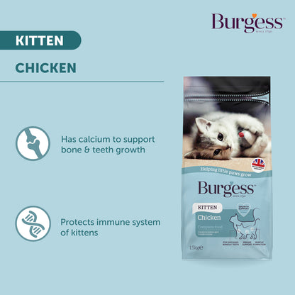 Burgess Kitten Complete Chicken Dry Food – 1.5kg