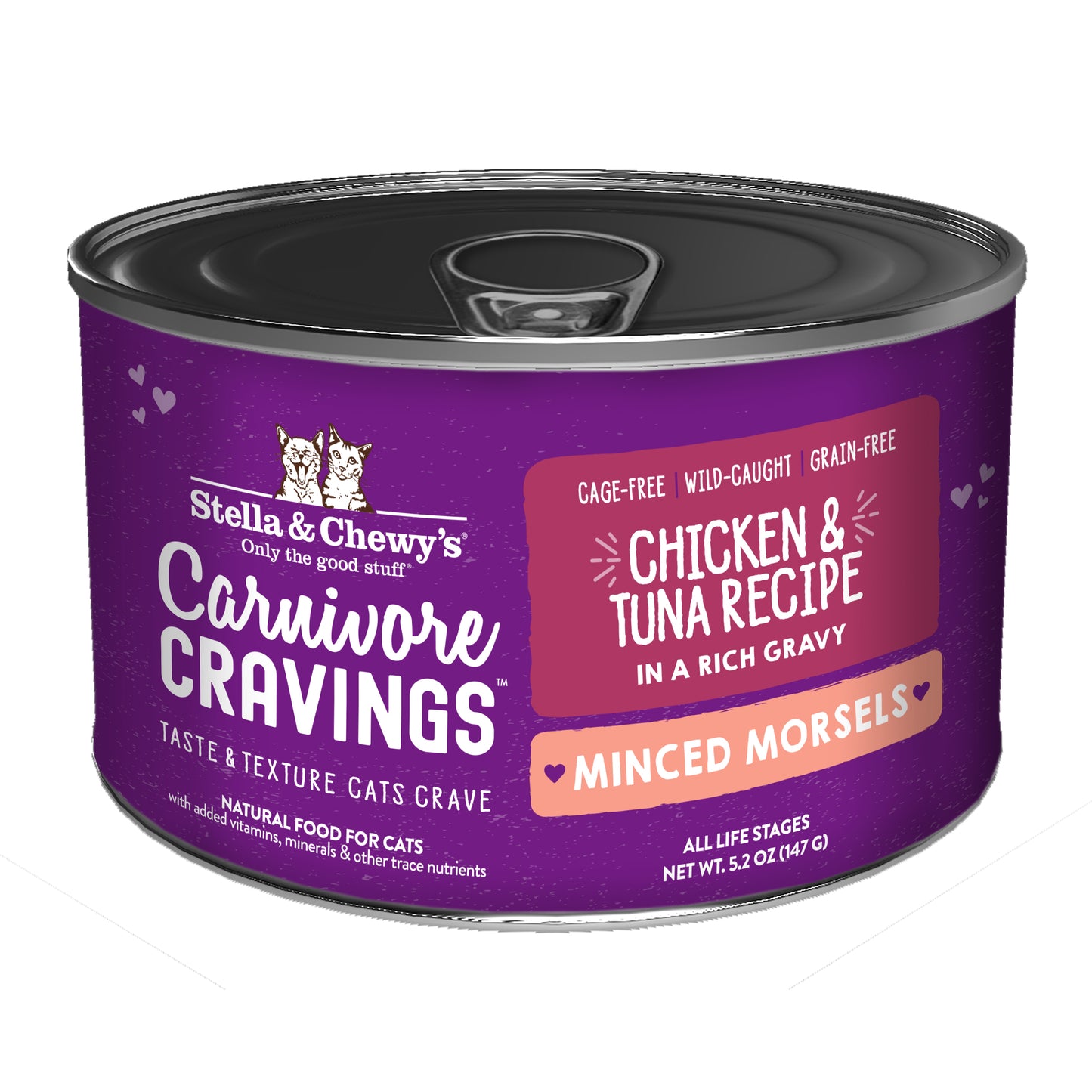 Stella & Chewy’s Carnivore Cravings Minced Morsels Chicken & Tuna in Gravy Cat Food 5.2oz