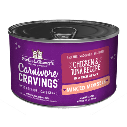 Stella & Chewy’s Carnivore Cravings Minced Morsels Chicken & Tuna in Gravy Cat Food 5.2oz