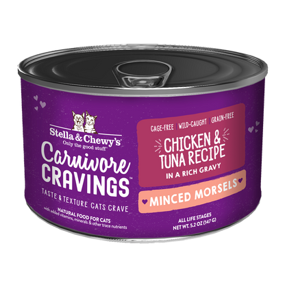 Stella & Chewy’s Carnivore Cravings Minced Morsels Chicken & Tuna in Gravy Cat Food 5.2oz