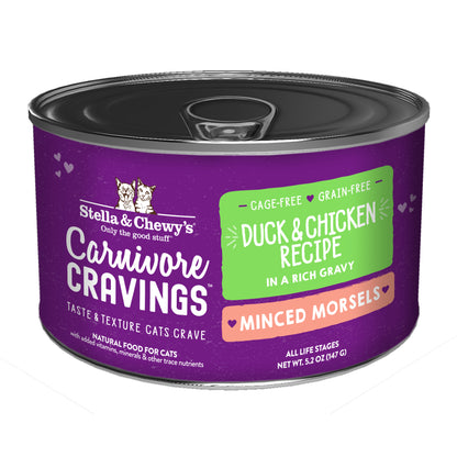 Stella & Chewy’s Carnivore Cravings Minced Morsels Duck & Chicken in Gravy Cat Food 5.2oz