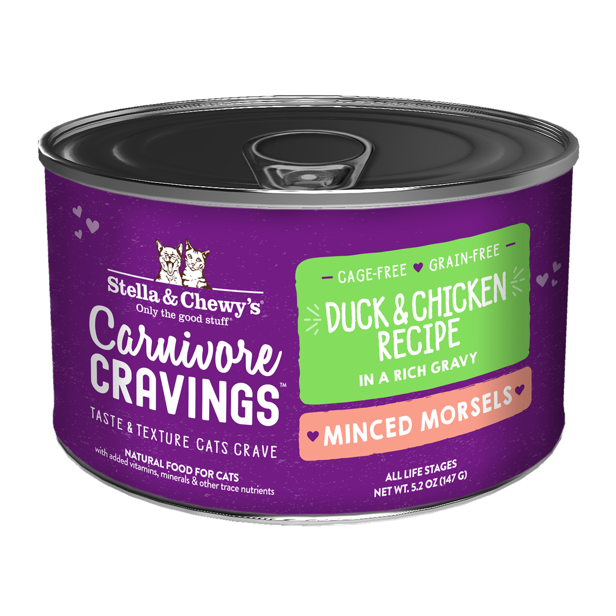Stella & Chewy’s Carnivore Cravings Minced Morsels Duck & Chicken in Gravy Cat Food 5.2oz