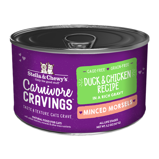 Stella & Chewy’s Carnivore Cravings Minced Morsels Duck & Chicken in Gravy Cat Food 5.2oz
