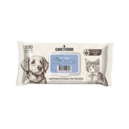Care For The Good Antibacterial Pet Wipes For Cats & Dogs 100pcs – Alcohol-Free, Aloe & Vitamin E