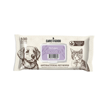 Care For The Good Antibacterial Pet Wipes For Cats & Dogs 100pcs – Alcohol-Free, Aloe & Vitamin E