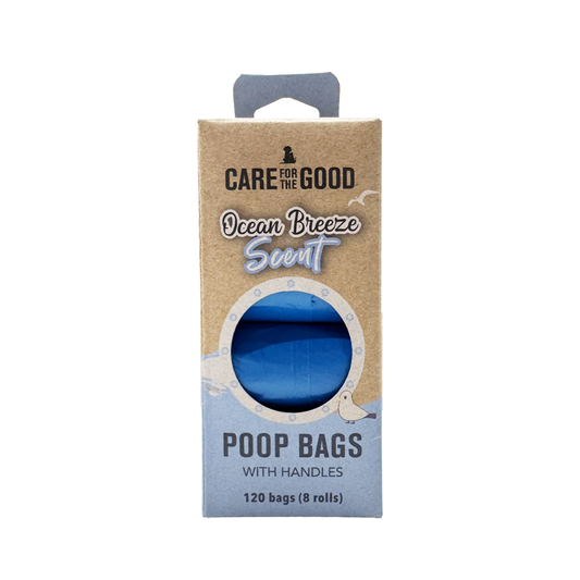 Care For The Good Ocean Breeze Scented Poop Bags with Handles 120pcs – Easy Tie, Eco-Friendly & Refreshing