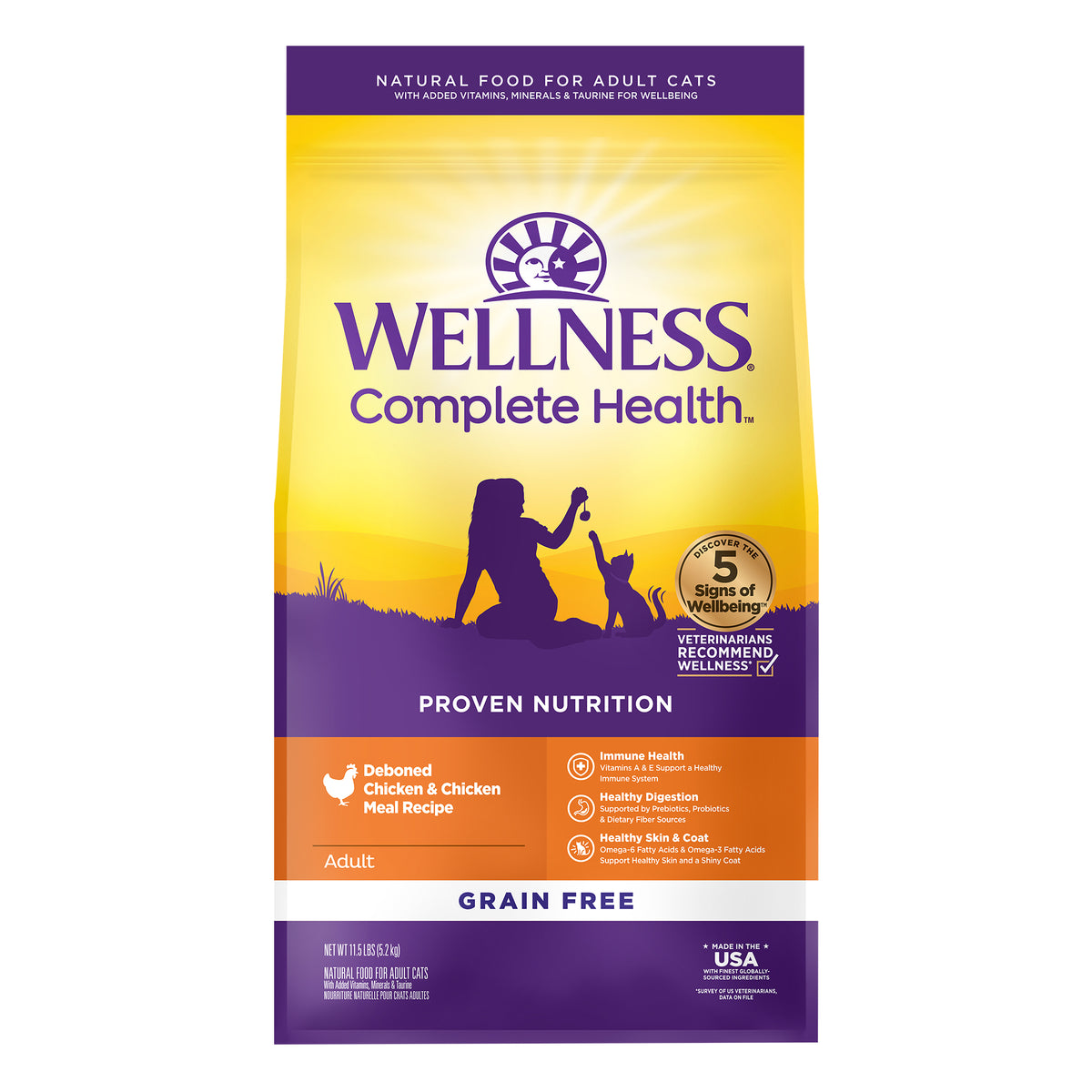 Wellness Complete Health Grain Free Deboned Chicken Adult Dry Cat Food 11.5lb