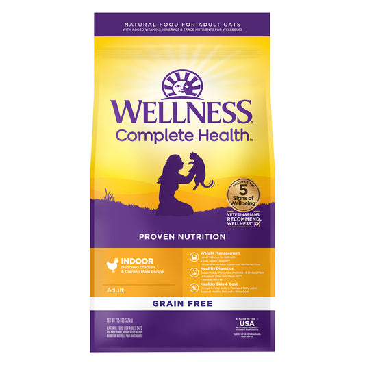 Wellness Complete Health Grain Free Indoor Deboned Chicken Adult Dry Cat Food 11.5lb