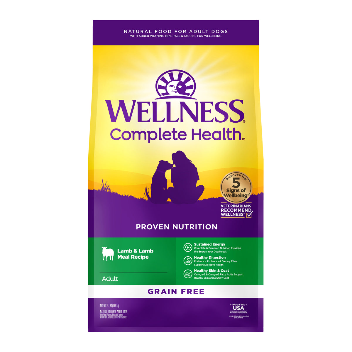 Wellness Complete Health Grain Free Lamb Adult Dry Dog Food 24lb