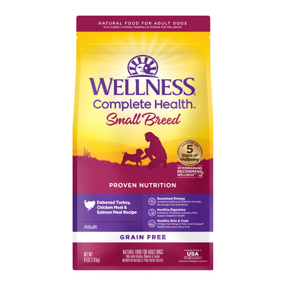 Wellness Complete Health Turkey, Chicken & Salmon Small Breed Adult Grain Free Dry Dog Food