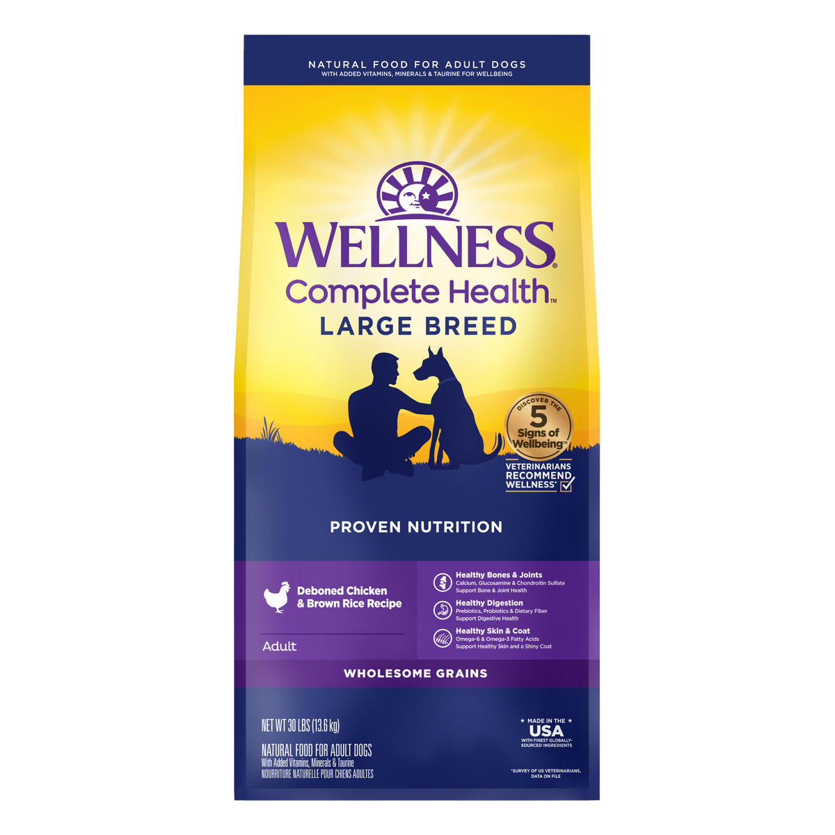 Wellness Complete Health Large Breed Chicken Adult Dry Dog Food 30lb