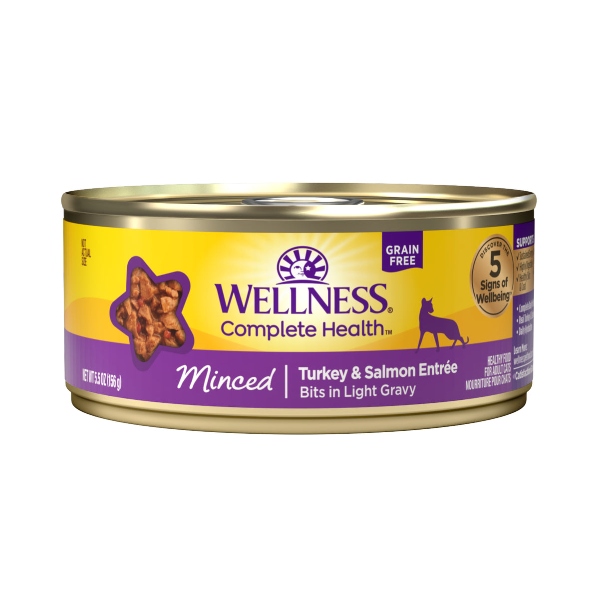 Wellness Complete Health Minced Turkey & Salmon Entree Grain Free Canned Cat Food 5.5oz