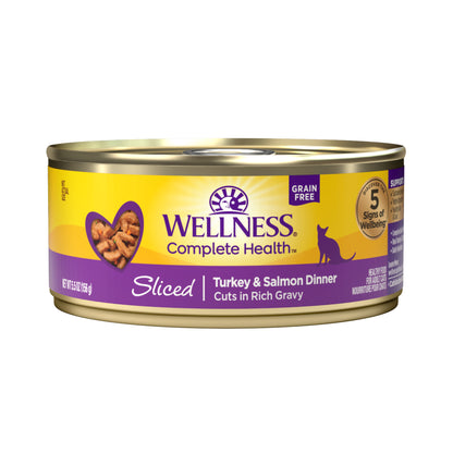 Wellness Complete Health Sliced Turkey & Salmon Dinner Grain Free Canned Cat Food 5.5oz