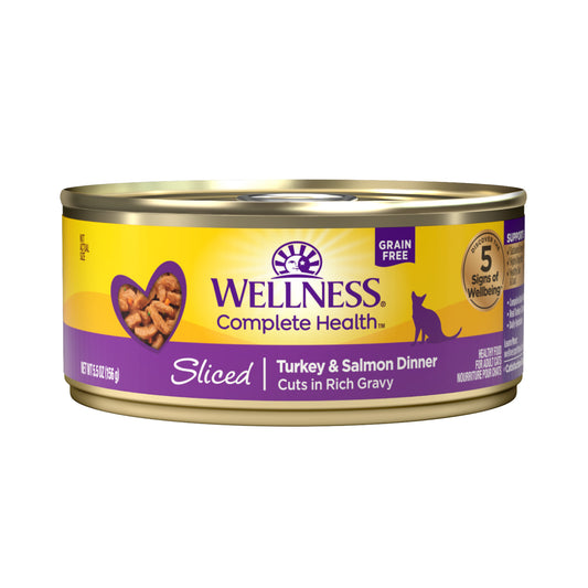 Wellness Complete Health Sliced Turkey & Salmon Dinner Grain Free Canned Cat Food 5.5oz