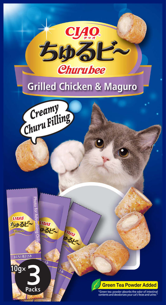 CIAO Churu Bee Grilled Chicken & Maguro Cat Treat Sticks (10g x 3 stick) x 5set