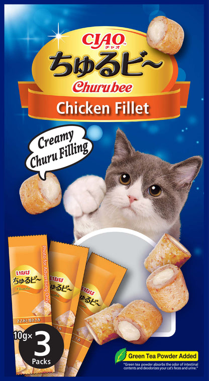 CIAO Churu Bee Chicken Sasami Cat Treat Sticks (10g x 3 stick) x 5set