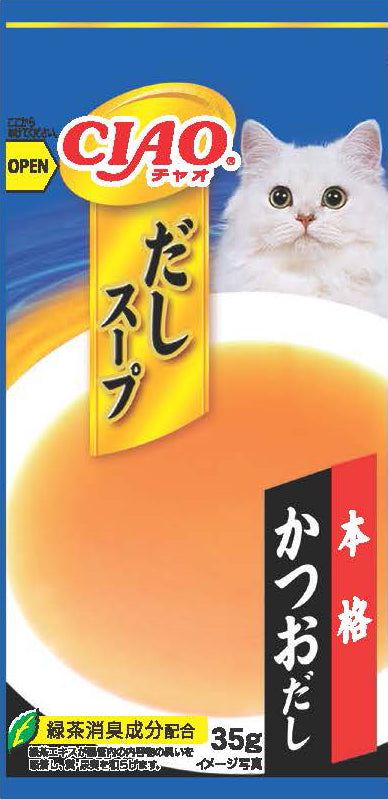 CIAO Dashi Soup Line Pouch Bonito Cat Treat (35g x 4pouch) x 5set