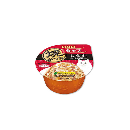 CIAO Grilled Skipjack Tuna in Gravy with Whitebait & Dried Bonito Cup Cat Food 80g x 12cups