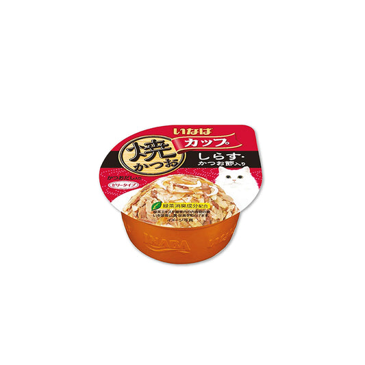 CIAO Grilled Skipjack Tuna in Gravy with Whitebait & Dried Bonito Cup Cat Food 80g x 12cups