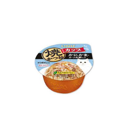 CIAO Grilled Skipjack Tuna in Gravy with Crabstick & Dried Bonito Cup Cat Food 80g x 12cups