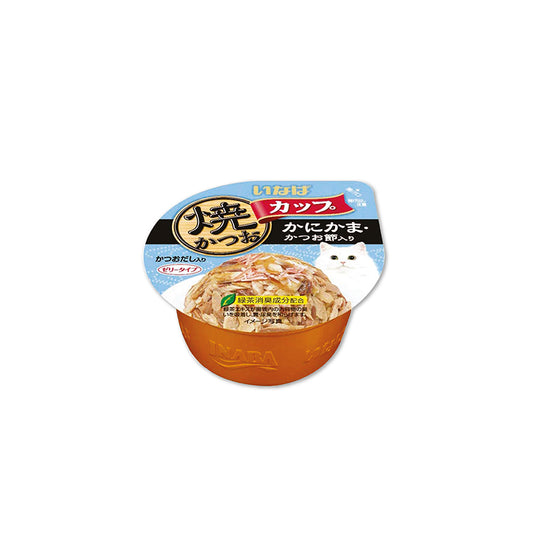 CIAO Grilled Skipjack Tuna in Gravy with Crabstick & Dried Bonito Cup Cat Food 80g x 12cups