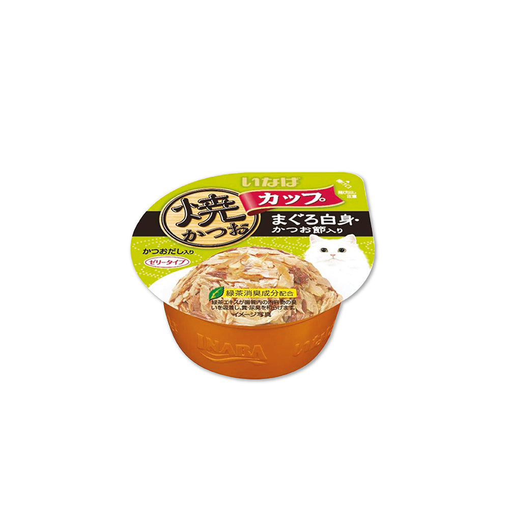 CIAO Grilled Skipjack Tuna in Gravy with White Meat & Dried Bonito Cup Cat Food 80g x 12cups