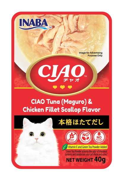 CIAO Creamy Soup Pouch Maguro Tuna, Chicken Fillet & Scallop Flavour Cat Food 40g x 16pouches