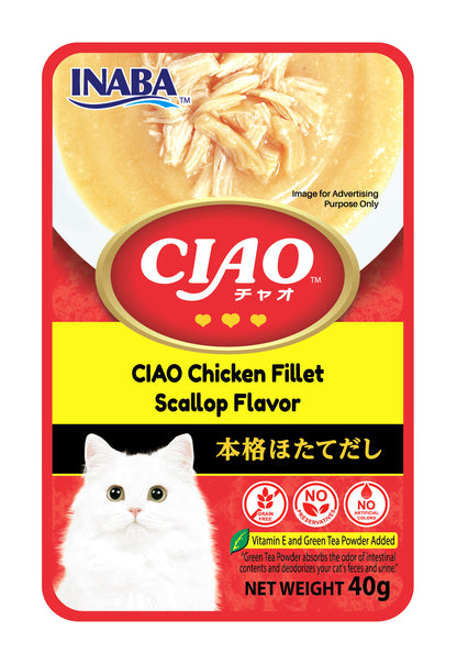 CIAO Creamy Soup Pouch Chicken Fillet & Scallop Flavour Cat Food 40g x 16pouches