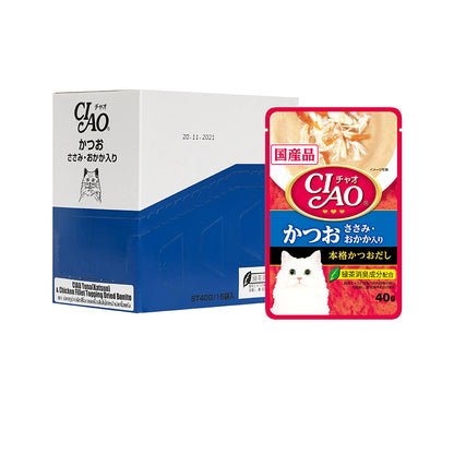 CIAO Creamy Soup Pouch Katsuo Tuna & Chicken Fillet with Dried Bonito Cat Food 40g x 16pouches