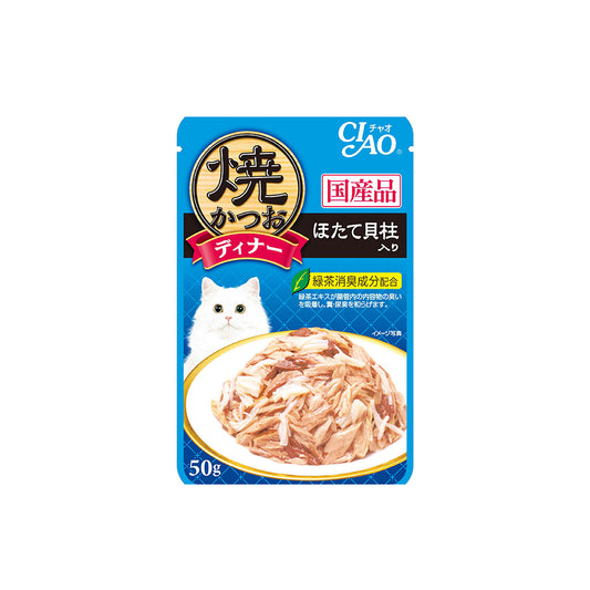 CIAO Grilled Pouch Tuna Flakes with Scallop in Jelly Cat Food 50g x 16pouches