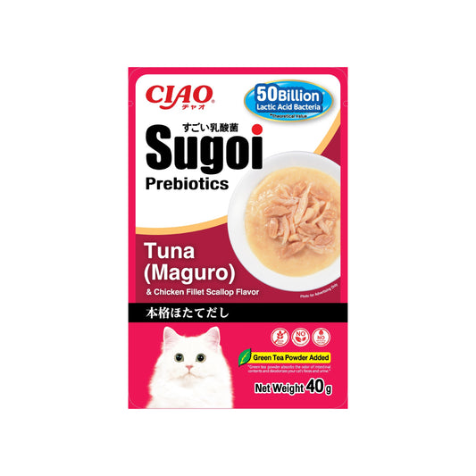 CIAO Sugoi Prebiotics Tuna Maguro & Chicken Fillet Scallop 40g x 16pouches