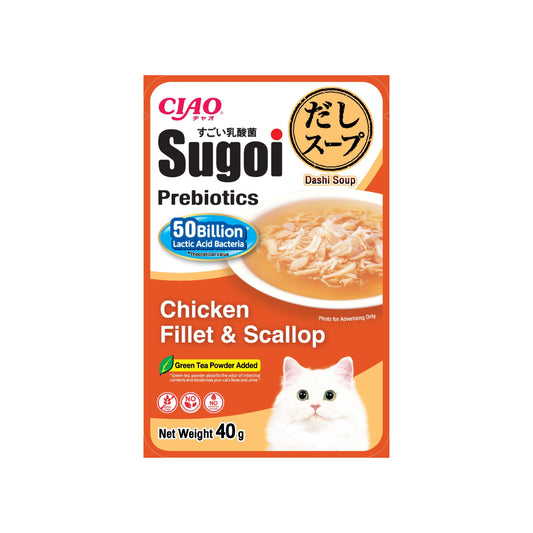 CIAO Sugoi Dashi Soup Prebiotics Chicken Fillet & Scallop 40g x 16pouches