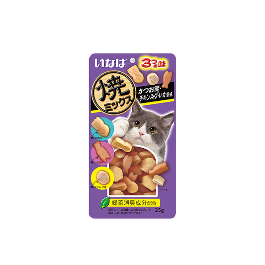 CIAO Soft Bits Mix Tuna & Chicken Fillet with Bonito, Scallop & Chicken Cat Treats 25g x 8pack