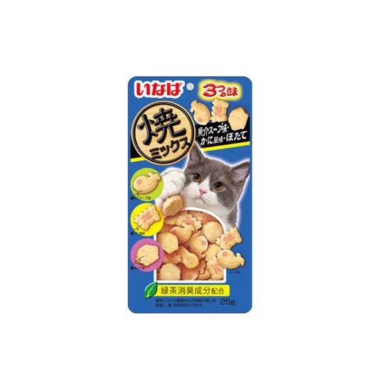 CIAO Soft Bits Mix Tuna & Chicken Fillet with Bonito & Crab Flavour Cat Treats 25g x 8pack