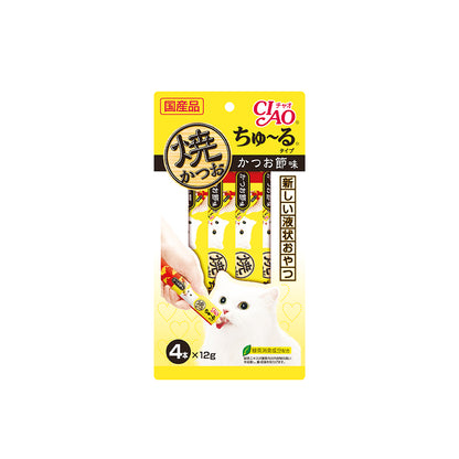 CIAO Grilled Tuna Churu with Dried Bonito Cat Treats 12g x 4 Sticks (5sets)